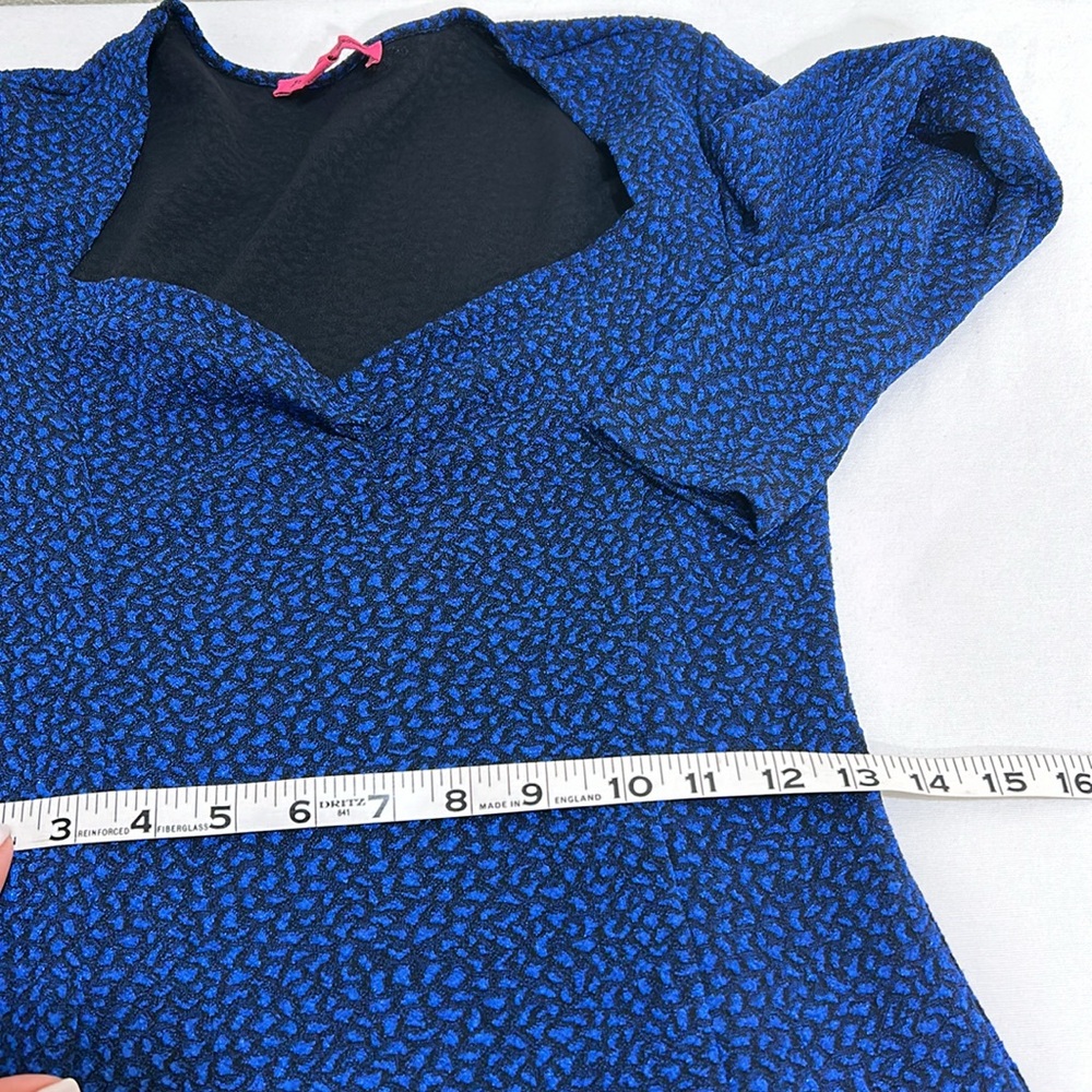BETSEY JOHNSON WOMEN  MIDI LENGTH DRESS NAVY  LONG SLEEVE FRONT SLIT Sz SMALL - Picture 10 of 15